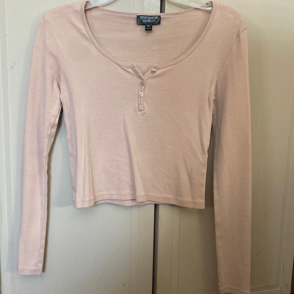 Top shop crop top, pale pink, long sleeve